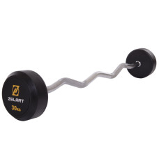 Штанга нерозбірна з фіксованою вагою вигнута гумова Zelart Rubber Coated Barbell TA-2687-30 довжина-95см 30кг чорний