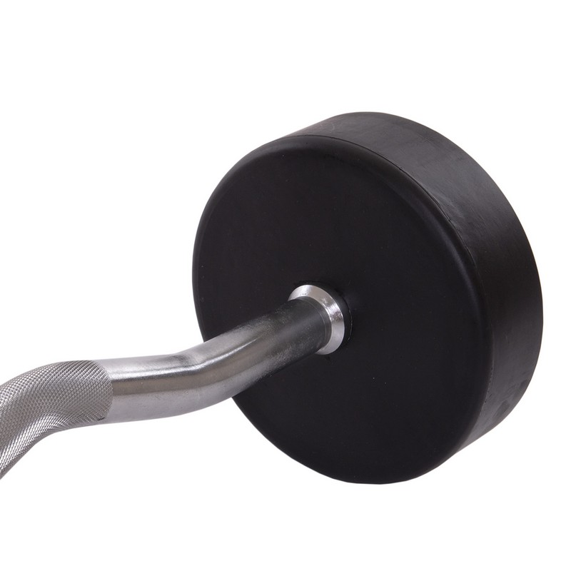 Штанга нерозбірна з фіксованою вагою вигнута гумова Zelart Rubber Coated Barbell TA-2687-30 довжина-95см 30кг чорний