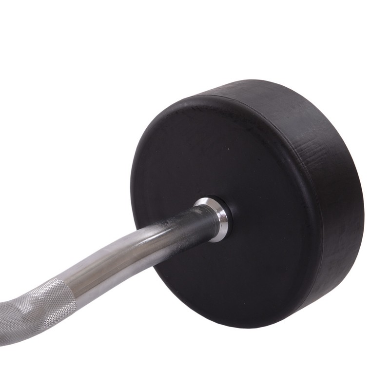 Штанга нерозбірна з фіксованою вагою вигнута гумова Zelart Rubber Coated Barbell TA-2687-35 довжина-95см 35кг чорний