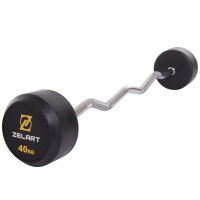 Штанга нерозбірна з фіксованою вагою вигнута гумова Zelart Rubber Coated Barbell TA-2687-40 довжина-95см 40кг чорний
