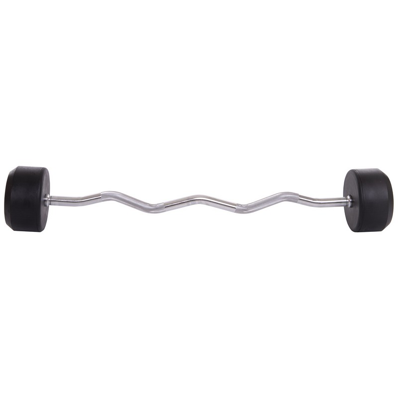 Штанга нерозбірна з фіксованою вагою вигнута гумова Zelart Rubber Coated Barbell TA-2687-40 довжина-95см 40кг чорний