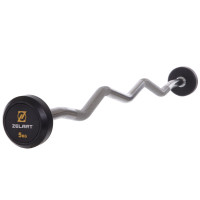 Штанга нерозбірна з фіксованою вагою вигнута гумова Zelart Rubber Coated Barbell TA-2687-5 довжина-95см 5кг чорний