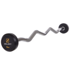 Штанга нерозбірна з фіксованою вагою вигнута гумова Zelart Rubber Coated Barbell TA-2687-5 довжина-95см 5кг чорний