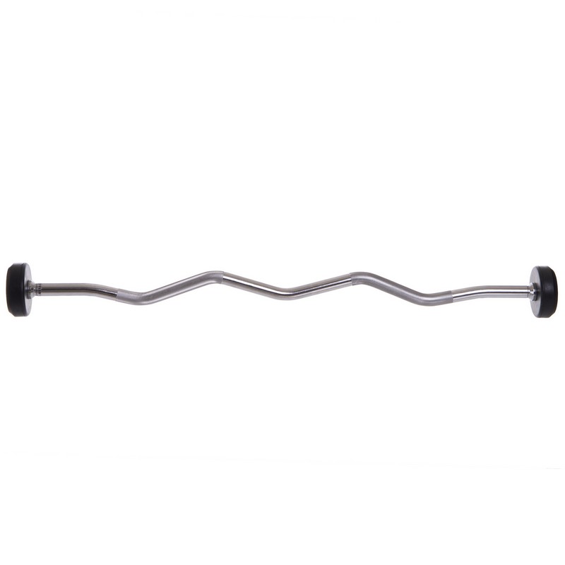 Штанга нерозбірна з фіксованою вагою вигнута гумова Zelart Rubber Coated Barbell TA-2687-5 довжина-95см 5кг чорний