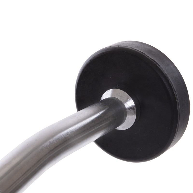 Штанга нерозбірна з фіксованою вагою вигнута гумова Zelart Rubber Coated Barbell TA-2687-5 довжина-95см 5кг чорний