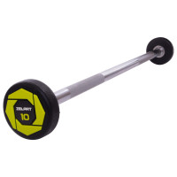Штанга нерозбірна з фіксованою вагою пряма поліуретанова Zelart Urethane Barbell TA-2689-10 довжина-103см 10кг чорний-салатовий