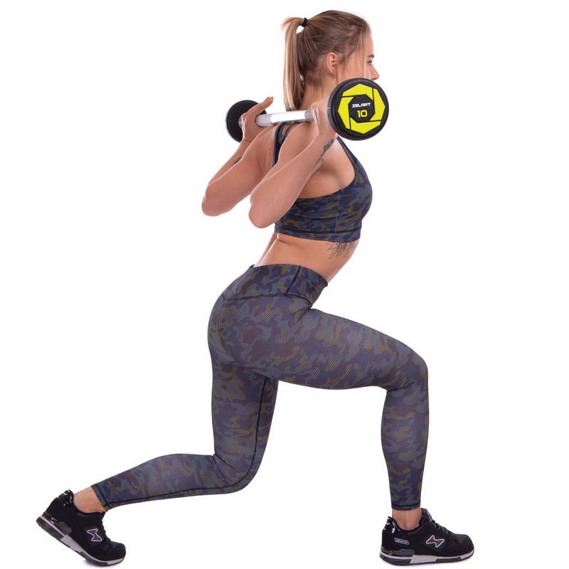 Штанга нерозбірна з фіксованою вагою пряма поліуретанова Zelart Urethane Barbell TA-2689-10 довжина-103см 10кг чорний-салатовий