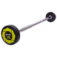 Штанга нерозбірна з фіксованою вагою пряма поліуретанова Zelart Urethane Barbell TA-2689-15 довжина-104см 15кг чорний-салатовий