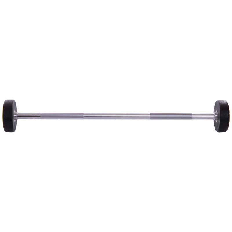 Штанга нерозбірна з фіксованою вагою пряма поліуретанова Zelart Urethane Barbell TA-2689-15 довжина-104см 15кг чорний-салатовий