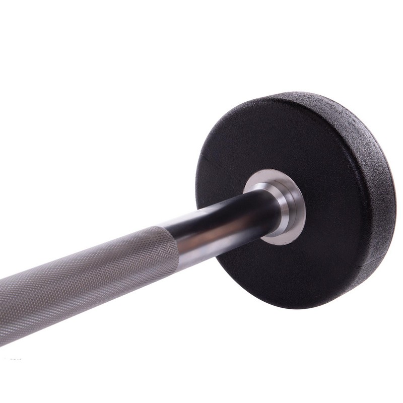 Штанга нерозбірна з фіксованою вагою пряма поліуретанова Zelart Urethane Barbell TA-2689-15 довжина-104см 15кг чорний-салатовий