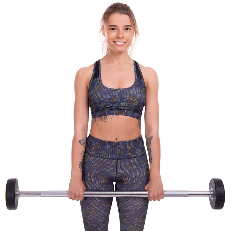 Штанга нерозбірна з фіксованою вагою пряма поліуретанова Zelart Urethane Barbell TA-2689-15 довжина-104см 15кг чорний-салатовий
