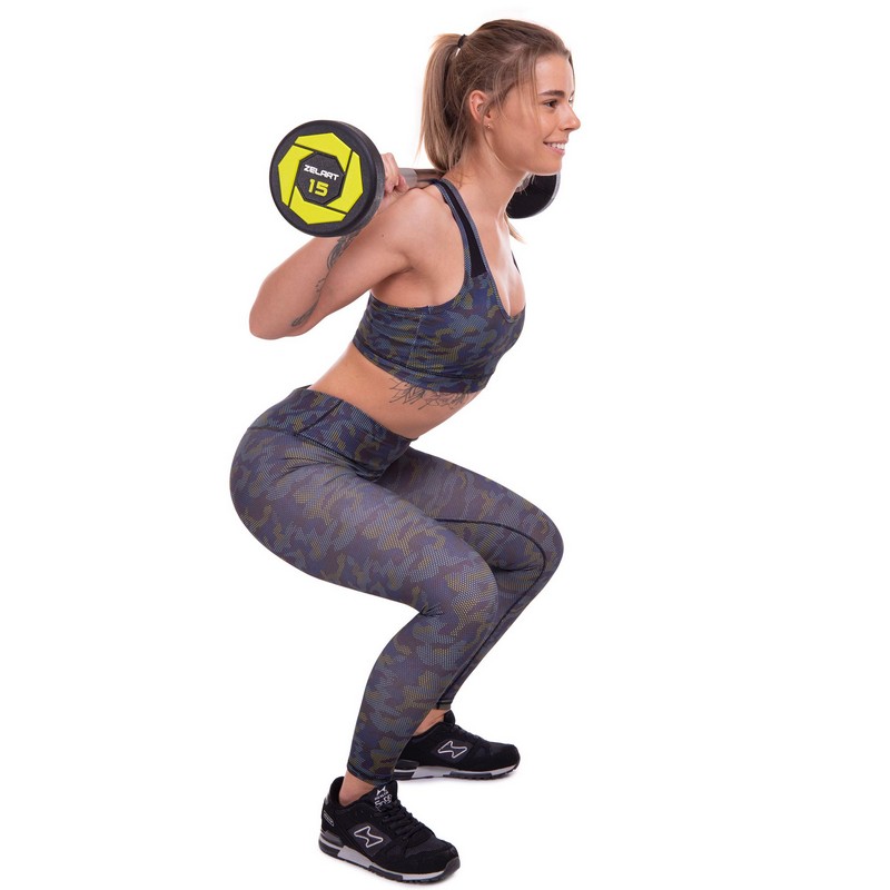 Штанга нерозбірна з фіксованою вагою пряма поліуретанова Zelart Urethane Barbell TA-2689-15 довжина-104см 15кг чорний-салатовий