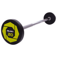 Штанга нерозбірна з фіксованою вагою пряма поліуретанова Zelart Urethane Barbell TA-2689-20 довжина-104см 20кг чорний-салатовий