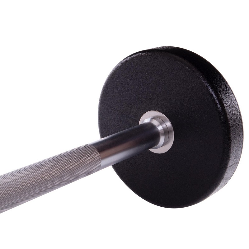 Штанга нерозбірна з фіксованою вагою пряма поліуретанова Zelart Urethane Barbell TA-2689-20 довжина-104см 20кг чорний-салатовий