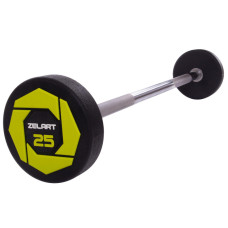 Штанга нерозбірна з фіксованою вагою пряма поліуретанова Zelart Urethane Barbell TA-2689-25 довжина-106см 25кг чорний-салатовий