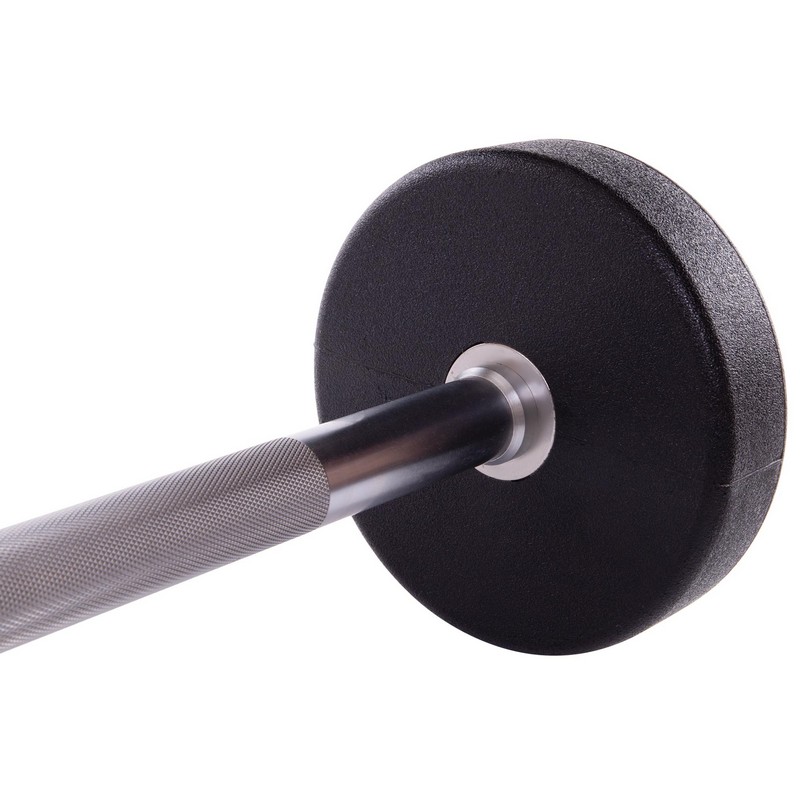 Штанга нерозбірна з фіксованою вагою пряма поліуретанова Zelart Urethane Barbell TA-2689-25 довжина-106см 25кг чорний-салатовий