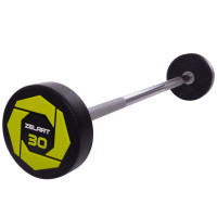 Штанга нерозбірна з фіксованою вагою пряма поліуретанова Zelart Urethane Barbell TA-2689-30 довжина-107см 30кг чорний-салатовий