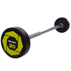 Штанга нерозбірна з фіксованою вагою пряма поліуретанова Zelart Urethane Barbell TA-2689-30 довжина-107см 30кг чорний-салатовий