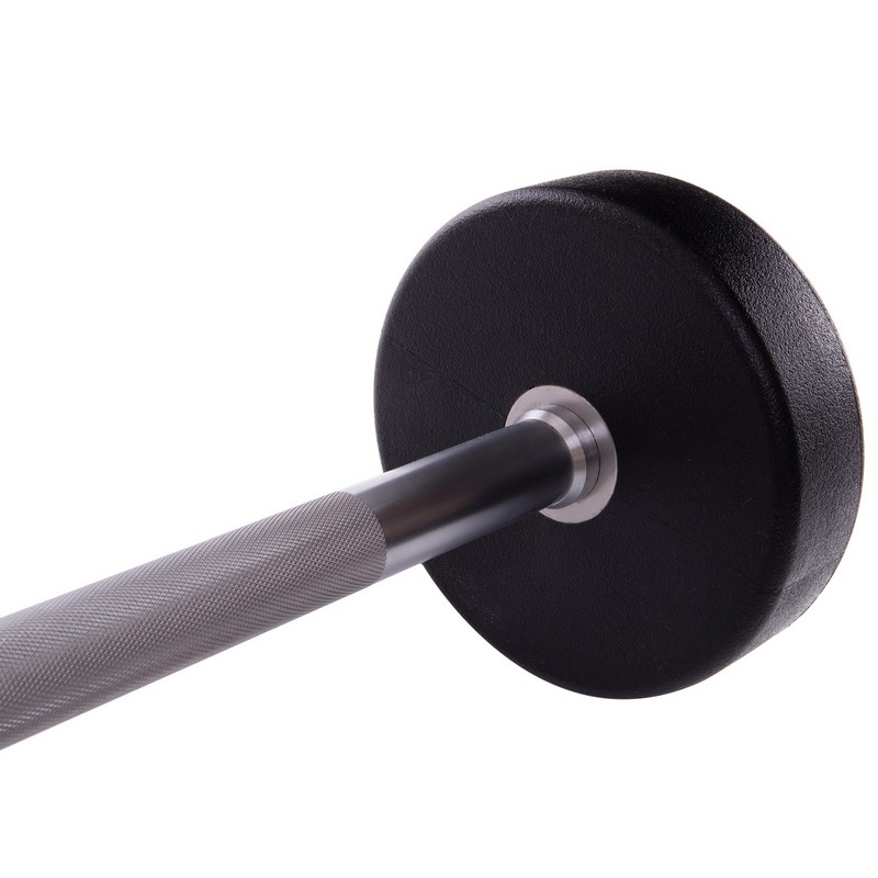 Штанга нерозбірна з фіксованою вагою пряма поліуретанова Zelart Urethane Barbell TA-2689-30 довжина-107см 30кг чорний-салатовий