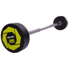 Штанга нерозбірна з фіксованою вагою пряма поліуретанова Zelart Urethane Barbell TA-2689-35 довжина-110см 35кг чорний-салатовий