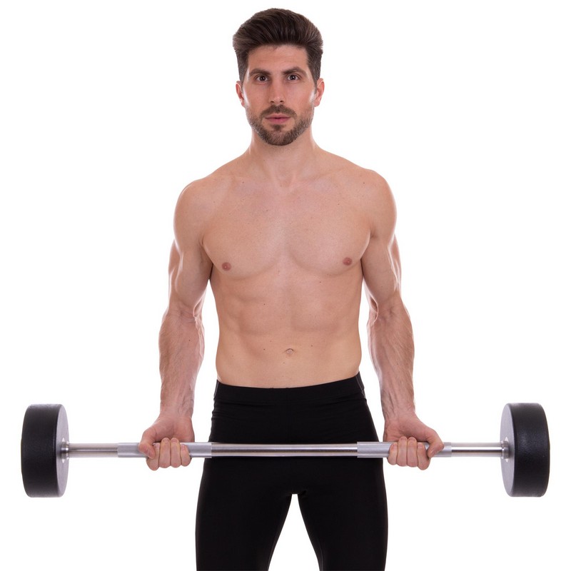 Штанга нерозбірна з фіксованою вагою пряма поліуретанова Zelart Urethane Barbell TA-2689-35 довжина-110см 35кг чорний-салатовий