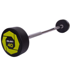 Штанга нерозбірна з фіксованою вагою пряма поліуретанова Zelart Urethane Barbell TA-2689-40 довжина-112см 40кг чорний-салатовий