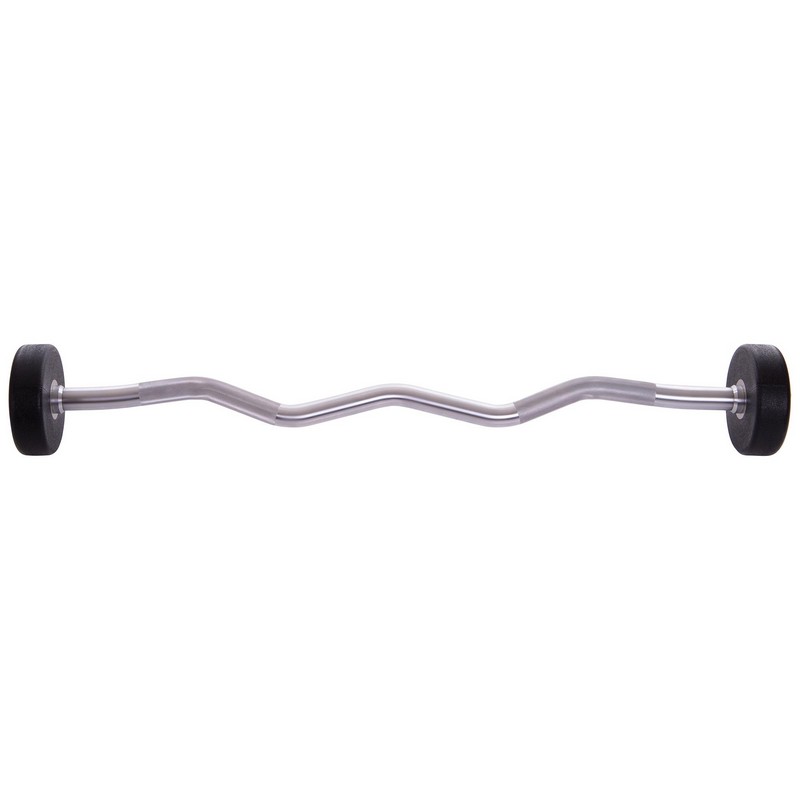 Штанга нерозбірна з фіксованою вагою вигнута поліуретанова Zelart Urethane Barbell TA-2690-10 довжина-102см 10кг чорний-салатовий