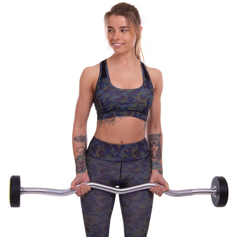 Штанга нерозбірна з фіксованою вагою вигнута поліуретанова Zelart Urethane Barbell TA-2690-15 довжина-104см 15кг чорний-салатовий