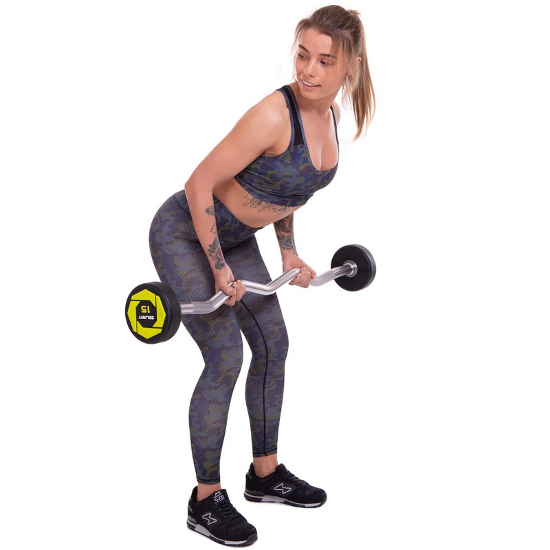 Штанга нерозбірна з фіксованою вагою вигнута поліуретанова Zelart Urethane Barbell TA-2690-15 довжина-104см 15кг чорний-салатовий