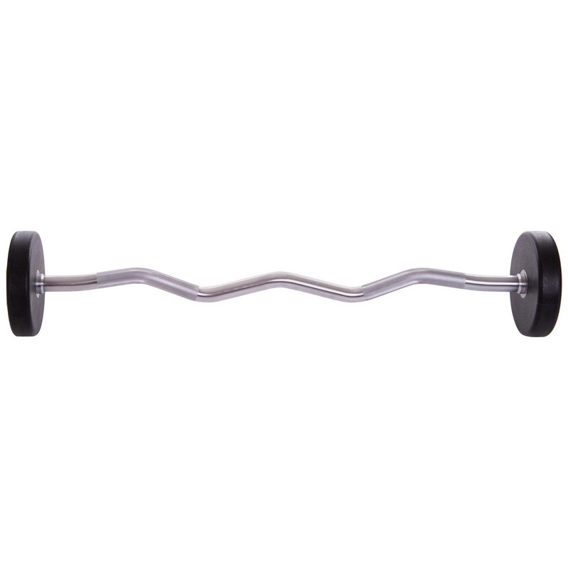 Штанга нерозбірна з фіксованою вагою вигнута поліуретанова Zelart Urethane Barbell TA-2690-20 довжина-104см 20кг чорний-салатовий