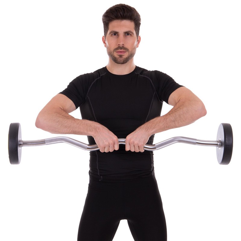 Штанга нерозбірна з фіксованою вагою вигнута поліуретанова Zelart Urethane Barbell TA-2690-20 довжина-104см 20кг чорний-салатовий