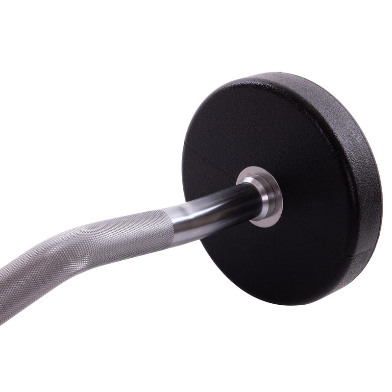 Штанга нерозбірна з фіксованою вагою вигнута поліуретанова Zelart Urethane Barbell TA-2690-20 довжина-104см 20кг чорний-салатовий