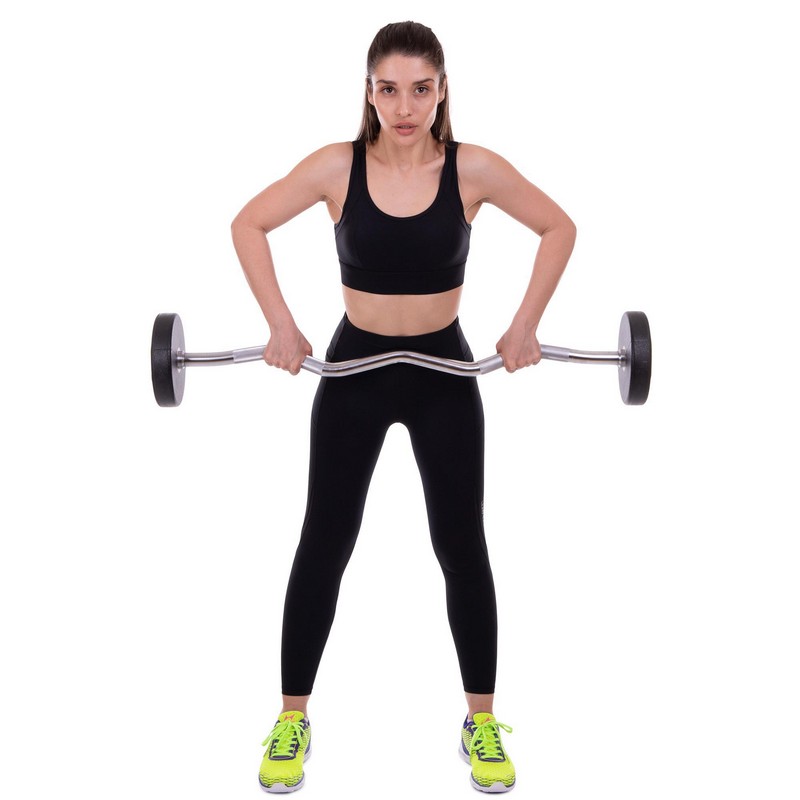 Штанга нерозбірна з фіксованою вагою вигнута поліуретанова Zelart Urethane Barbell TA-2690-20 довжина-104см 20кг чорний-салатовий
