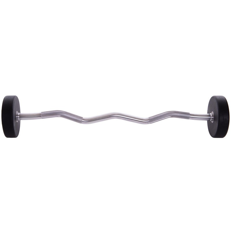 Штанга нерозбірна з фіксованою вагою вигнута поліуретанова Zelart Urethane Barbell TA-2690-25 довжина-106см 25кг чорний-салатовий