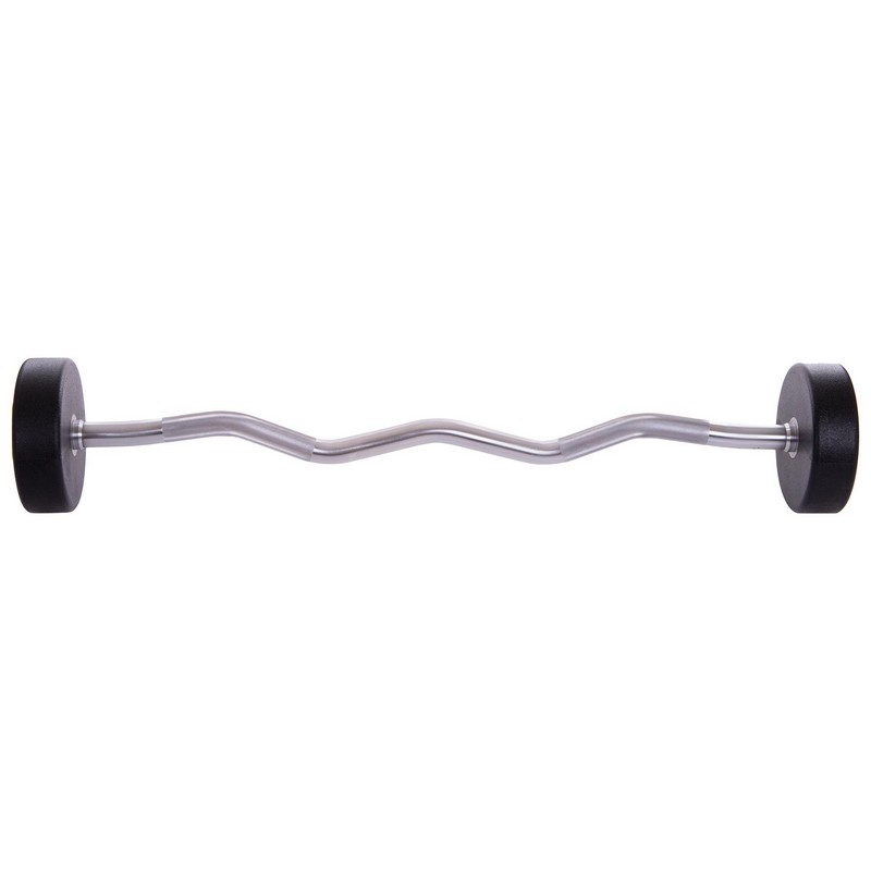 Штанга нерозбірна з фіксованою вагою вигнута поліуретанова Zelart Urethane Barbell TA-2690-30 довжина-107см 30кг чорний-салатовий