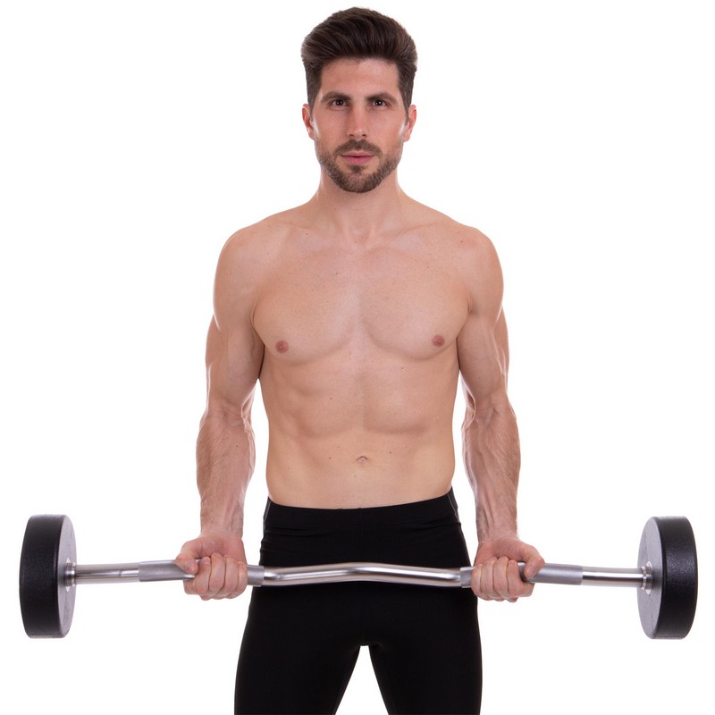 Штанга нерозбірна з фіксованою вагою вигнута поліуретанова Zelart Urethane Barbell TA-2690-30 довжина-107см 30кг чорний-салатовий