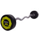 Штанга нерозбірна з фіксованою вагою вигнута поліуретанова Zelart Urethane Barbell TA-2690-35 довжина-110см 35кг чорний-салатовий