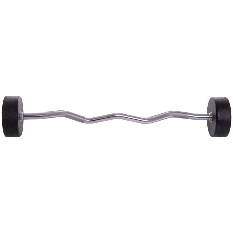 Штанга нерозбірна з фіксованою вагою вигнута поліуретанова Zelart Urethane Barbell TA-2690-35 довжина-110см 35кг чорний-салатовий