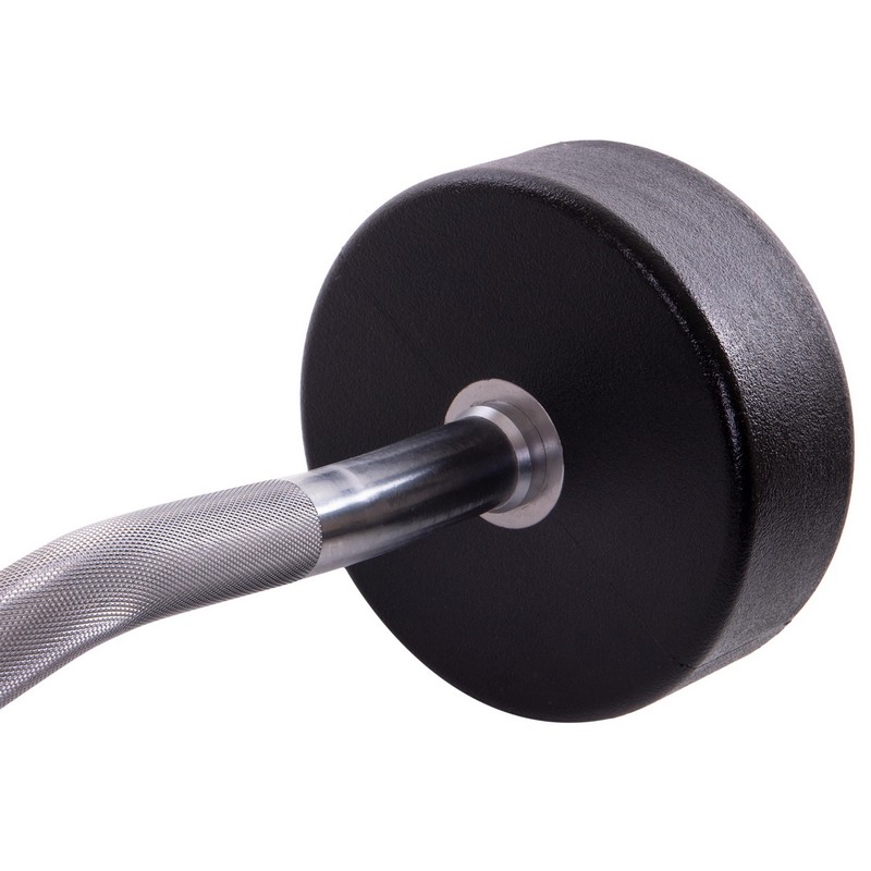 Штанга нерозбірна з фіксованою вагою вигнута поліуретанова Zelart Urethane Barbell TA-2690-35 довжина-110см 35кг чорний-салатовий