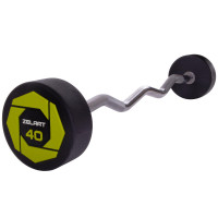 Штанга нерозбірна з фіксованою вагою вигнута поліуретанова Zelart Urethane Barbell TA-2690-40 довжина-111см 40кг чорний-салатовий
