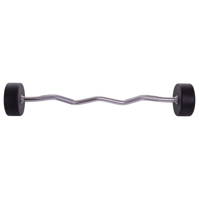 Штанга нерозбірна з фіксованою вагою вигнута поліуретанова Zelart Urethane Barbell TA-2690-40 довжина-111см 40кг чорний-салатовий