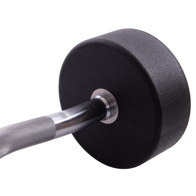 Штанга нерозбірна з фіксованою вагою вигнута поліуретанова Zelart Urethane Barbell TA-2690-40 довжина-111см 40кг чорний-салатовий