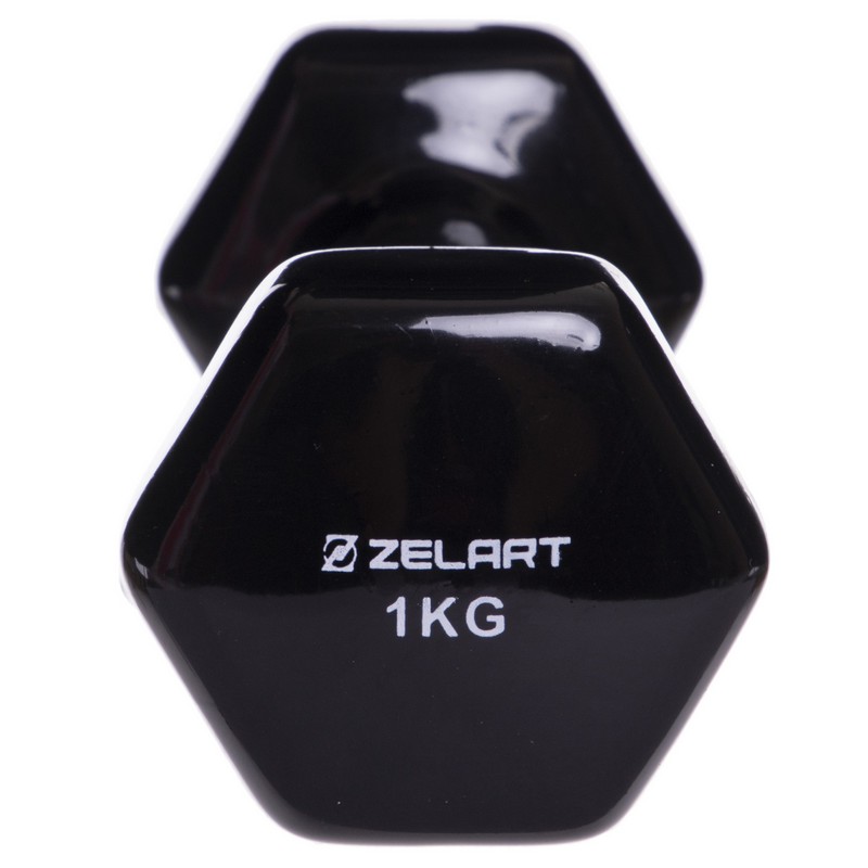 Гантель для фітнесу вінілова Zelart TA-2777-1 1шт 1кг кольори в асортименті