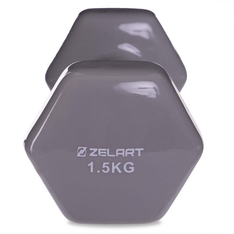 Гантель для фітнесу вінілова Zelart TA-2777-1_5 1шт 1,5кг кольори в асортименті