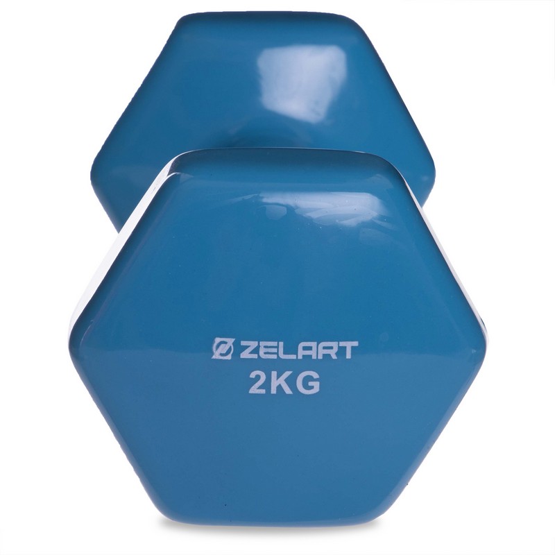 Гантель для фітнесу вінілова Zelart TA-2777-2 1шт 2кг кольори в асортименті