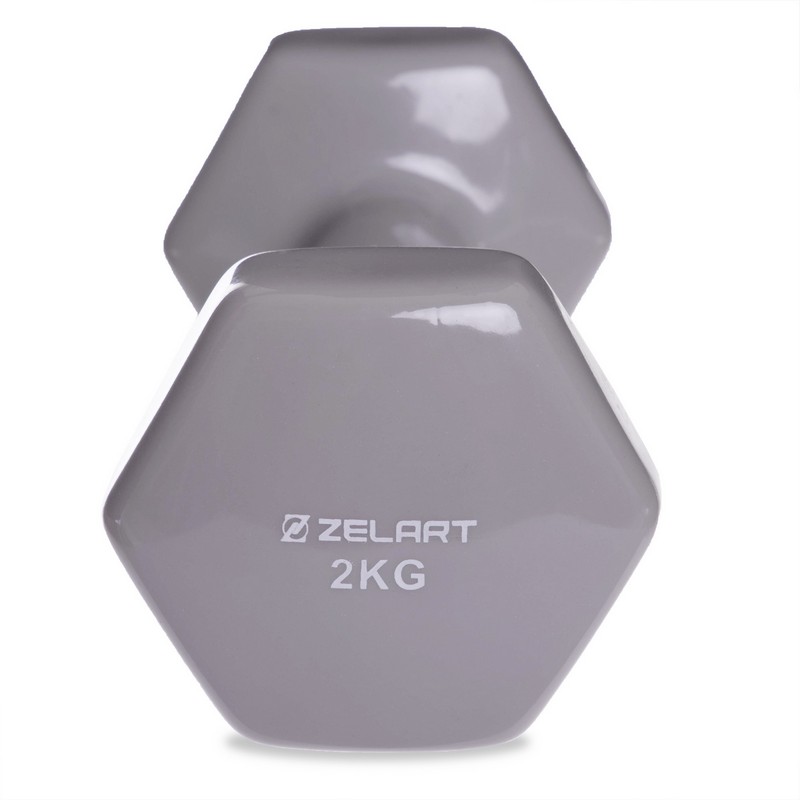 Гантель для фітнесу вінілова Zelart TA-2777-2 1шт 2кг кольори в асортименті