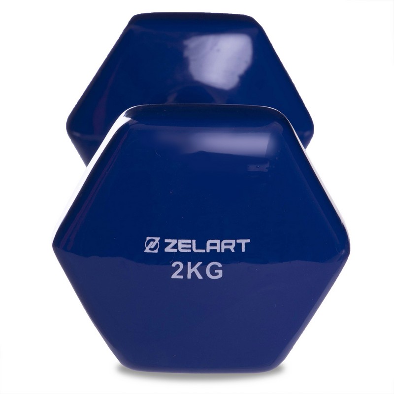 Гантель для фітнесу вінілова Zelart TA-2777-2 1шт 2кг кольори в асортименті