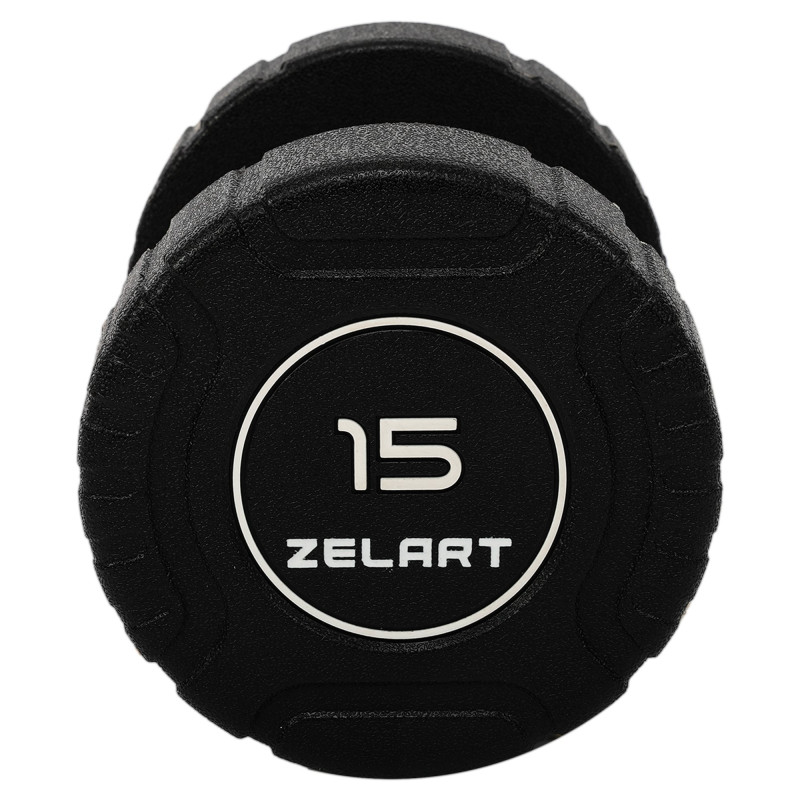 Гантель цільна професійна CPU покриття Zelart TA-3111-15 1шт 15кг чорний