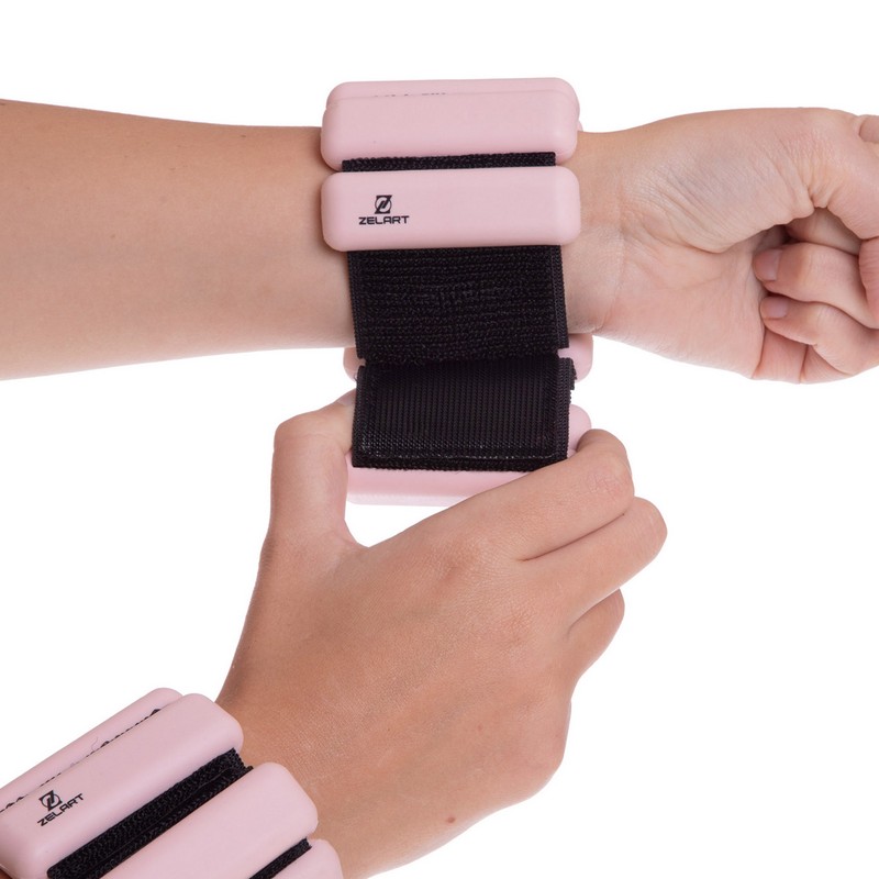 Обтяжувачі-браслети для рук ніг з силіконовим покриттям Zelart FITNESS BRACELETS TA-3274 2x0,5кг рожевий