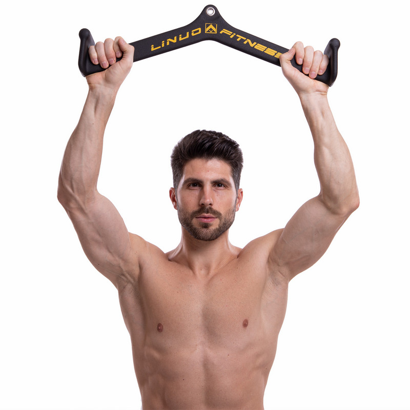 Рукоятка для тяги із середнім хватом Mide Grip нековзне покриття LINUO FITNESS TA-3700-50 61см чорний